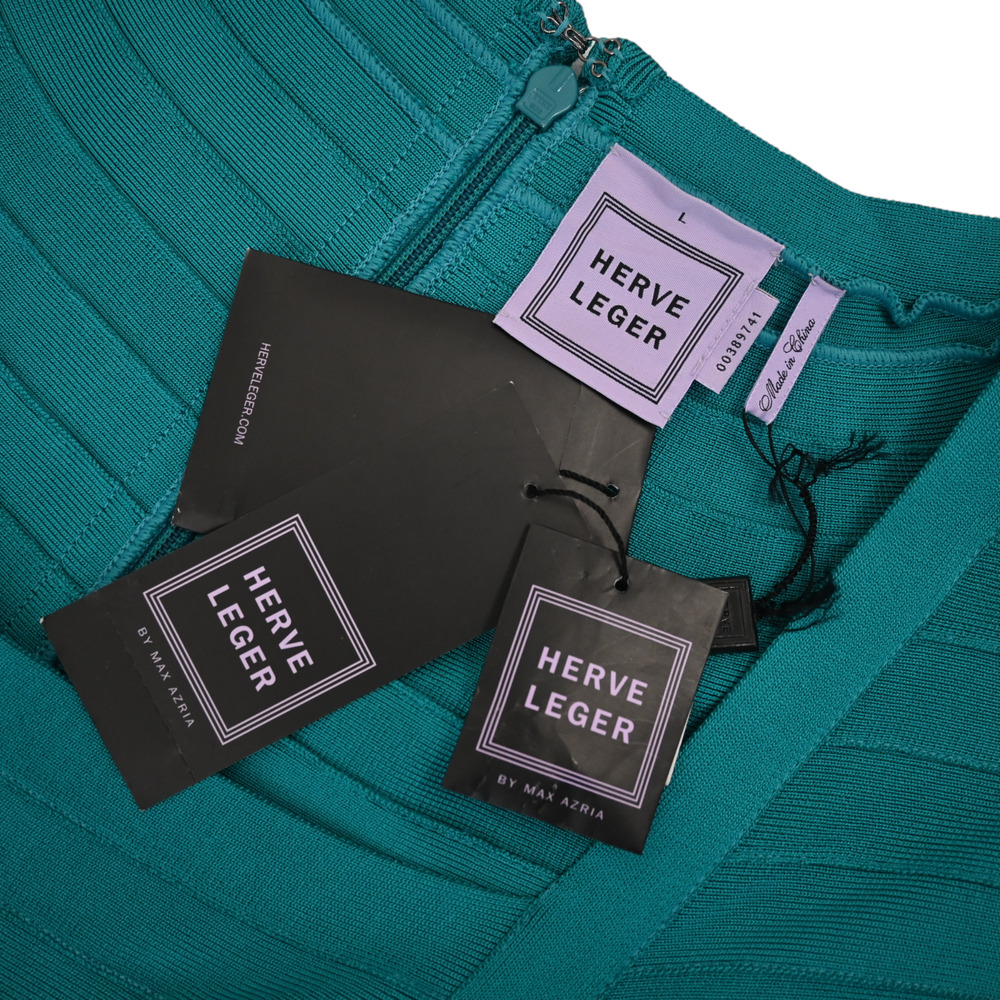 Herve Leger Lora Turquoise Bodycon Bandage Maxi Dress Size Large - Picture 3 of 9